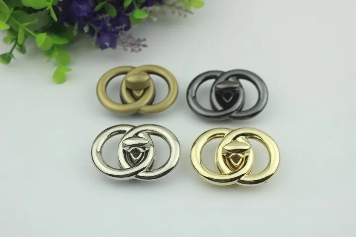 Circle Round Twist Turn Lock Bag Hardware Gold Silver Gunmetal Bronze 1/10 pcs Handmade Purse Handbag Making Metal 50 32mm 2 1 1/4" Supplies