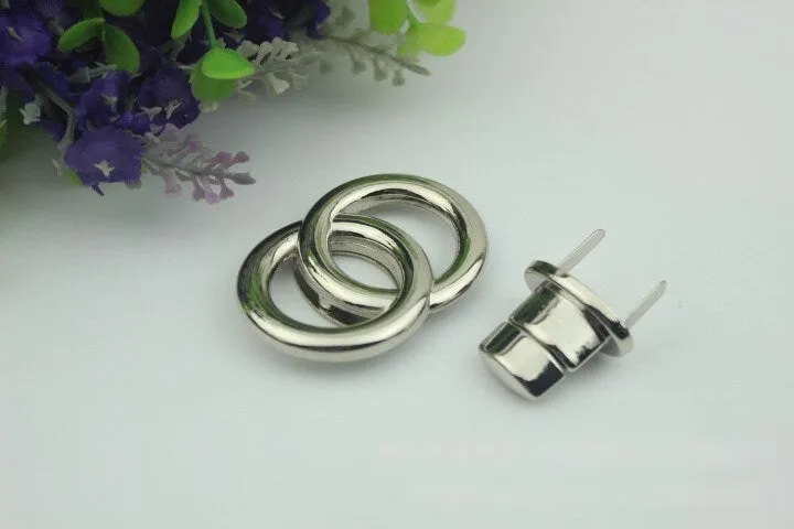 Circle Round Twist Turn Lock Bag Hardware Gold Silver Gunmetal Bronze 1/10 pcs Handmade Purse Handbag Making Metal 50 32mm 2 1 1/4" Supplies