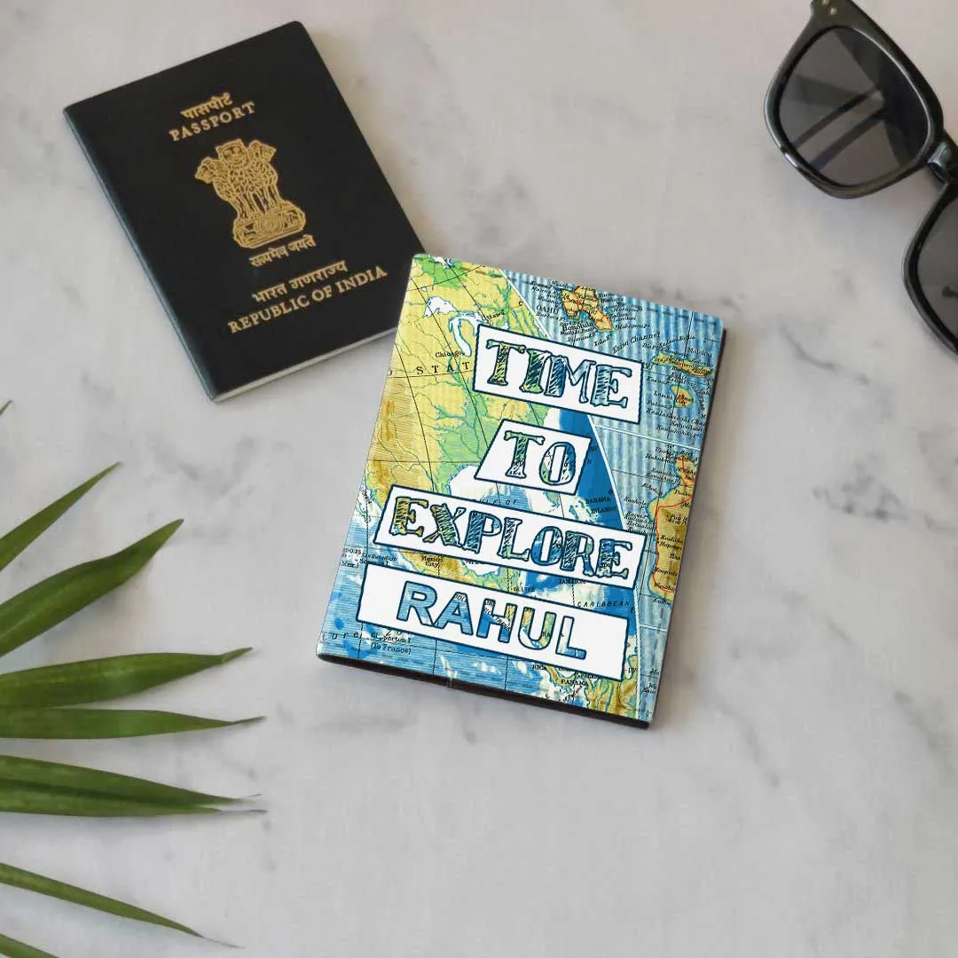 Classy Personalized Passport Cover -  TIME TO EXPLORE