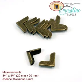 Clearance - Metal Bag Corners - Antique Brass