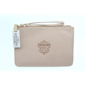 Clutch Bag With Handle & Embossed Text "Stephanie"