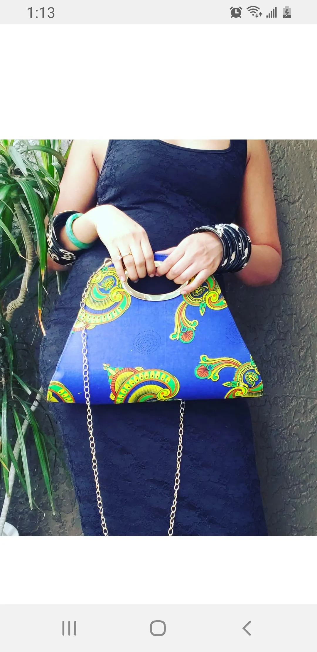 Clutch Purse/ Cross Body- Royal Blue Print