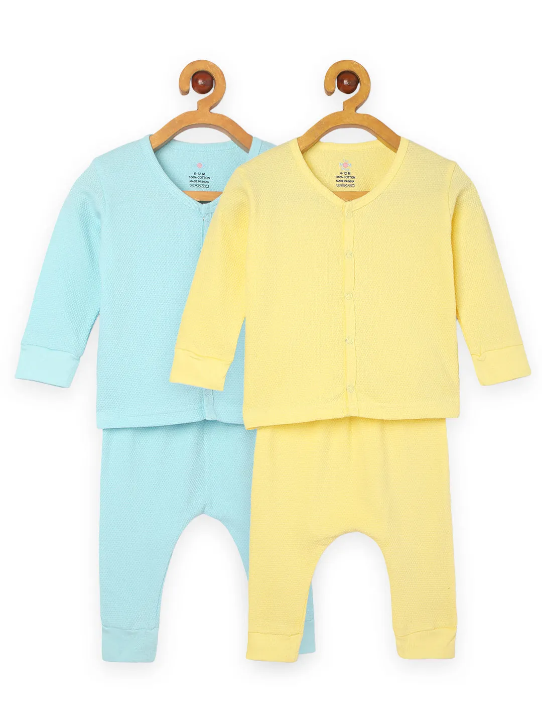 Combo of 2 Infant Sets: Pastel Yellow & Pastel Blue Infant Set