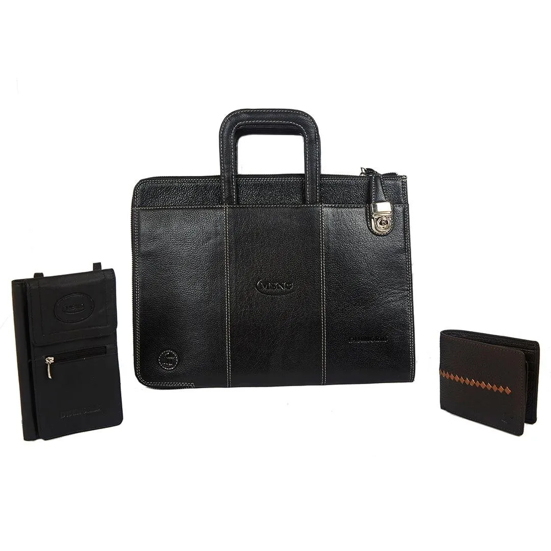 Combo of Laptop Folio Bag, Rfid Guarded (protected)passport Holder & LT Rfid guarded(protected) wallet.