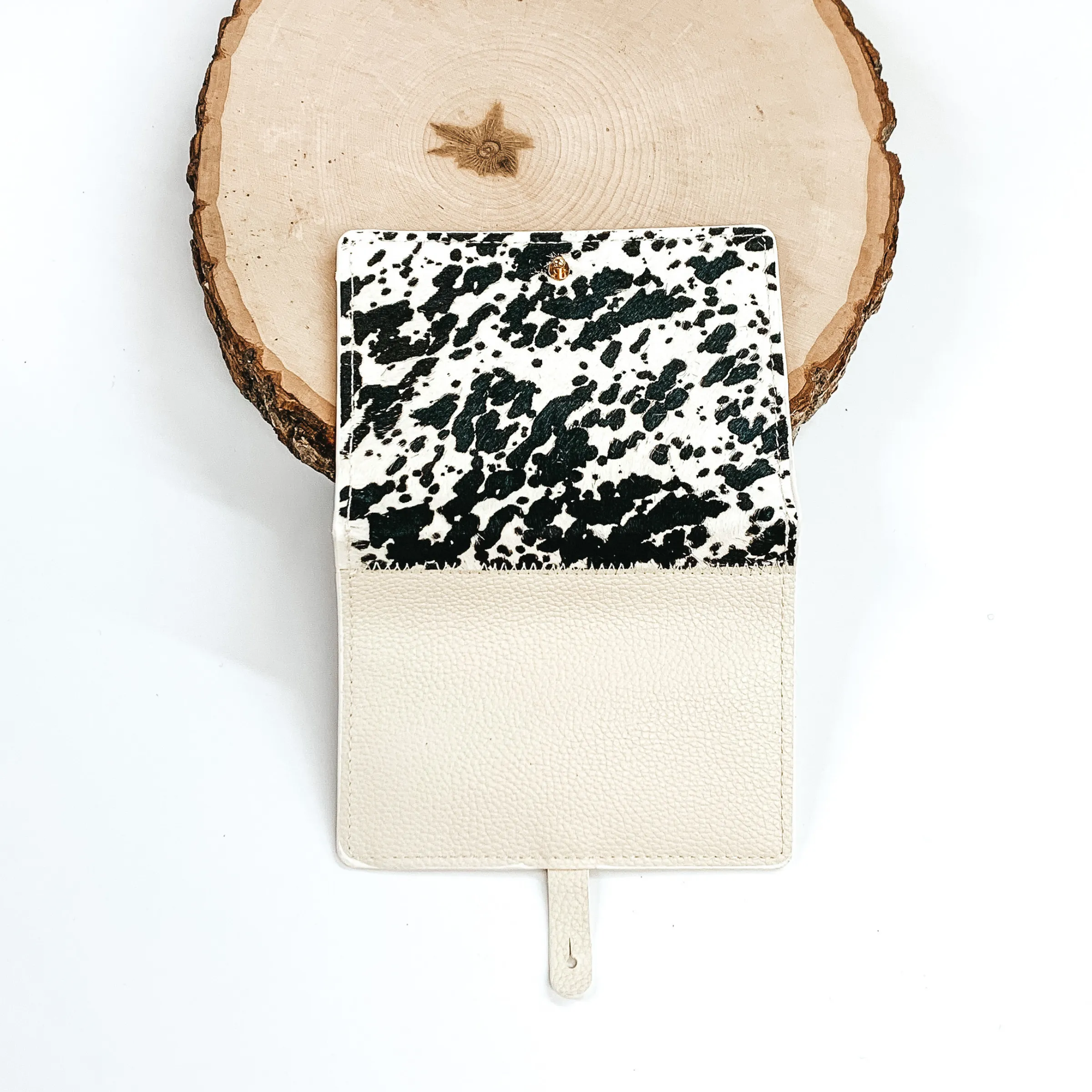 Cow Print Passport Wallet in Ivory