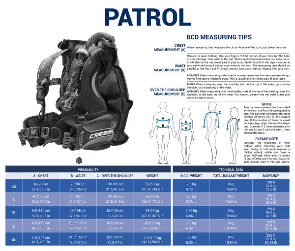 Cressi Patrol BCD Scuba Diving Gear w/ MC9 Compact Pro, Compact Pro Octo, Leonardo C2 Console & GupG Regulator Bag