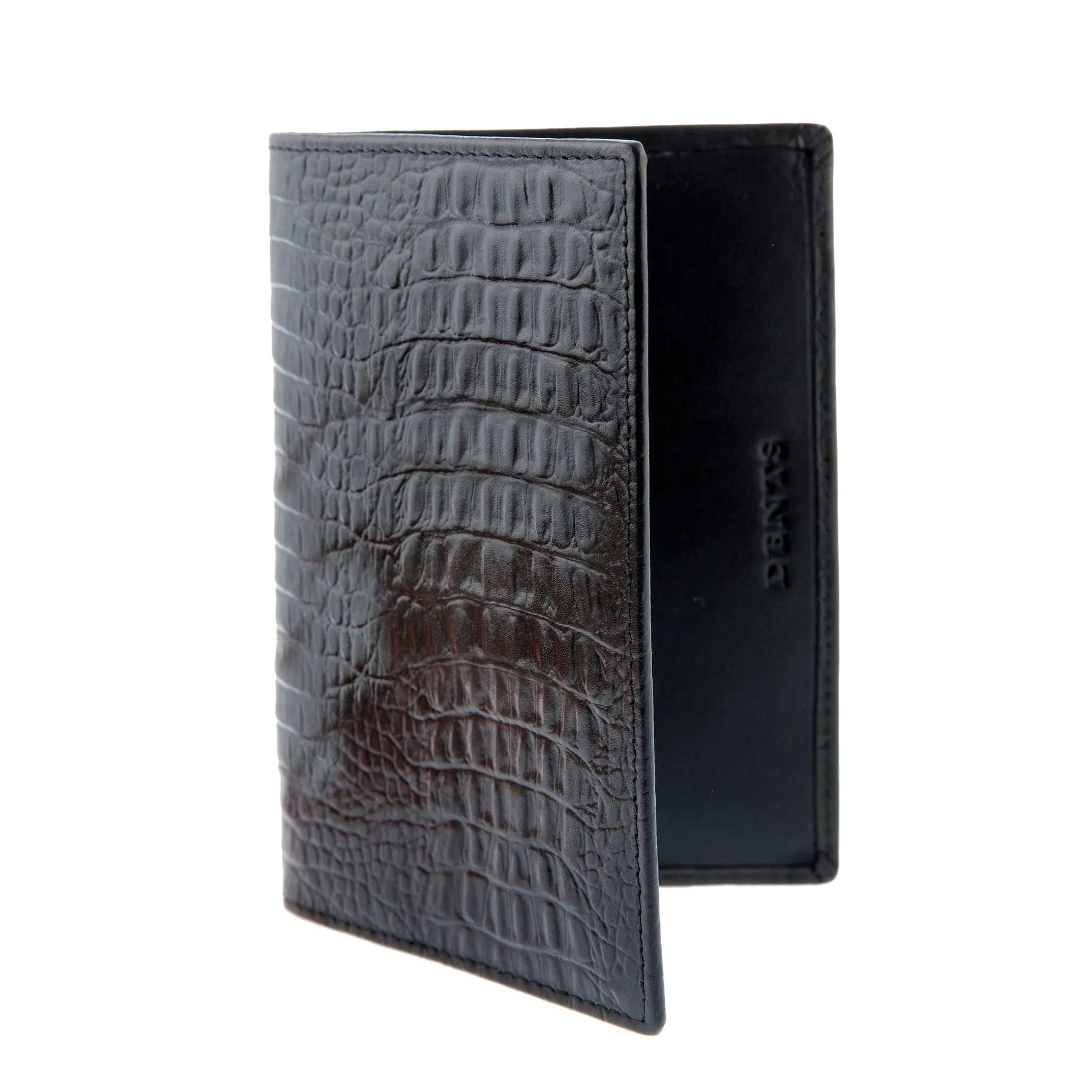 Crocodile Print Leather Passport Holder with RFID Blocking