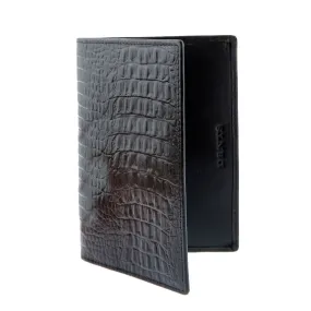 Crocodile Print Leather Passport Holder with RFID Blocking