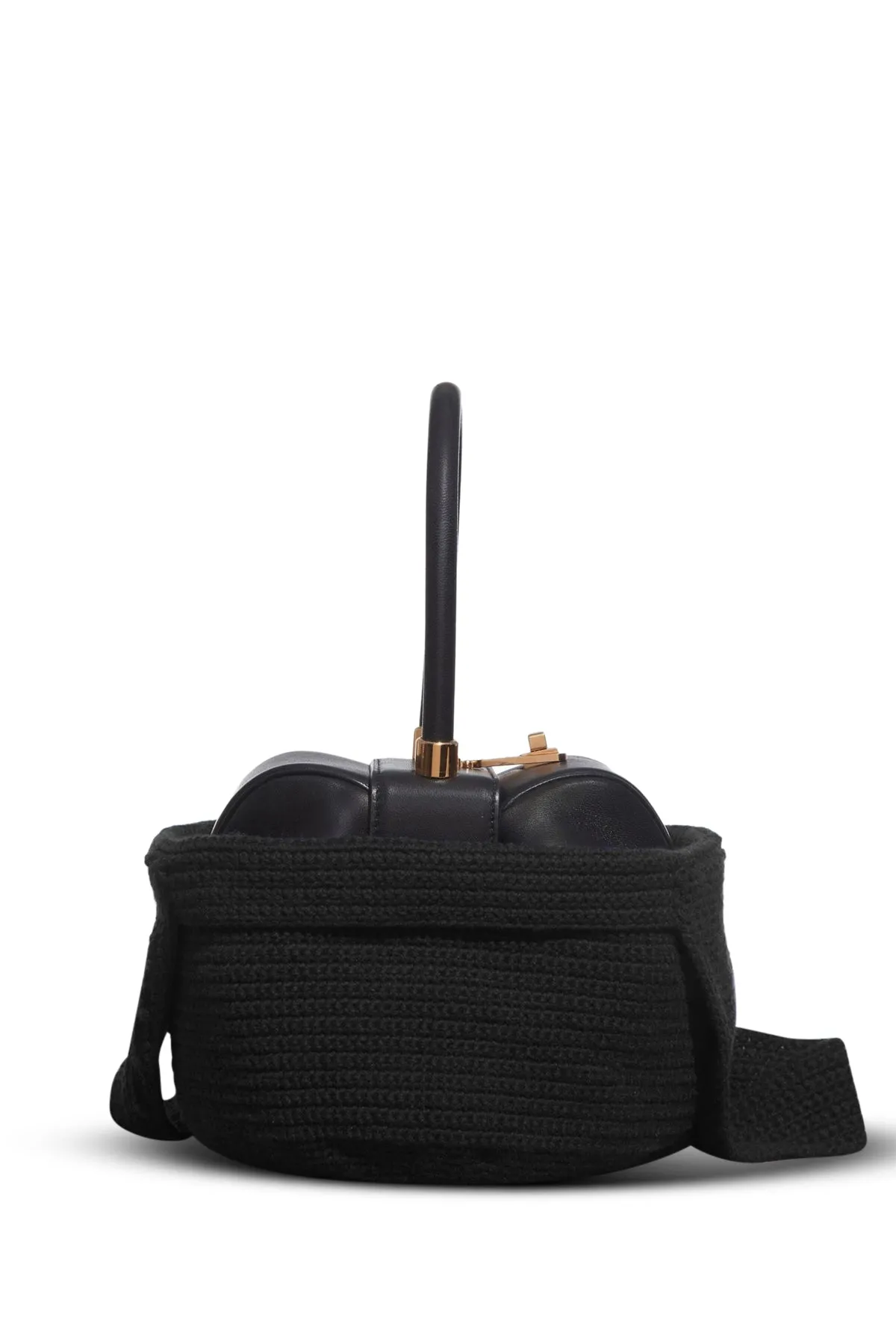 Crossover Knit Bag in Black Cashmere