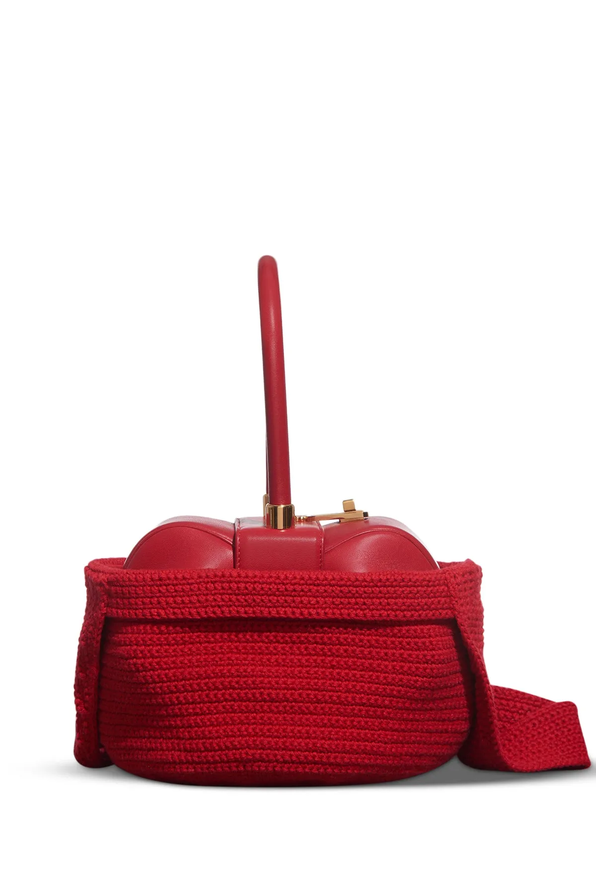 Crossover Knit Bag in Red Cashmere