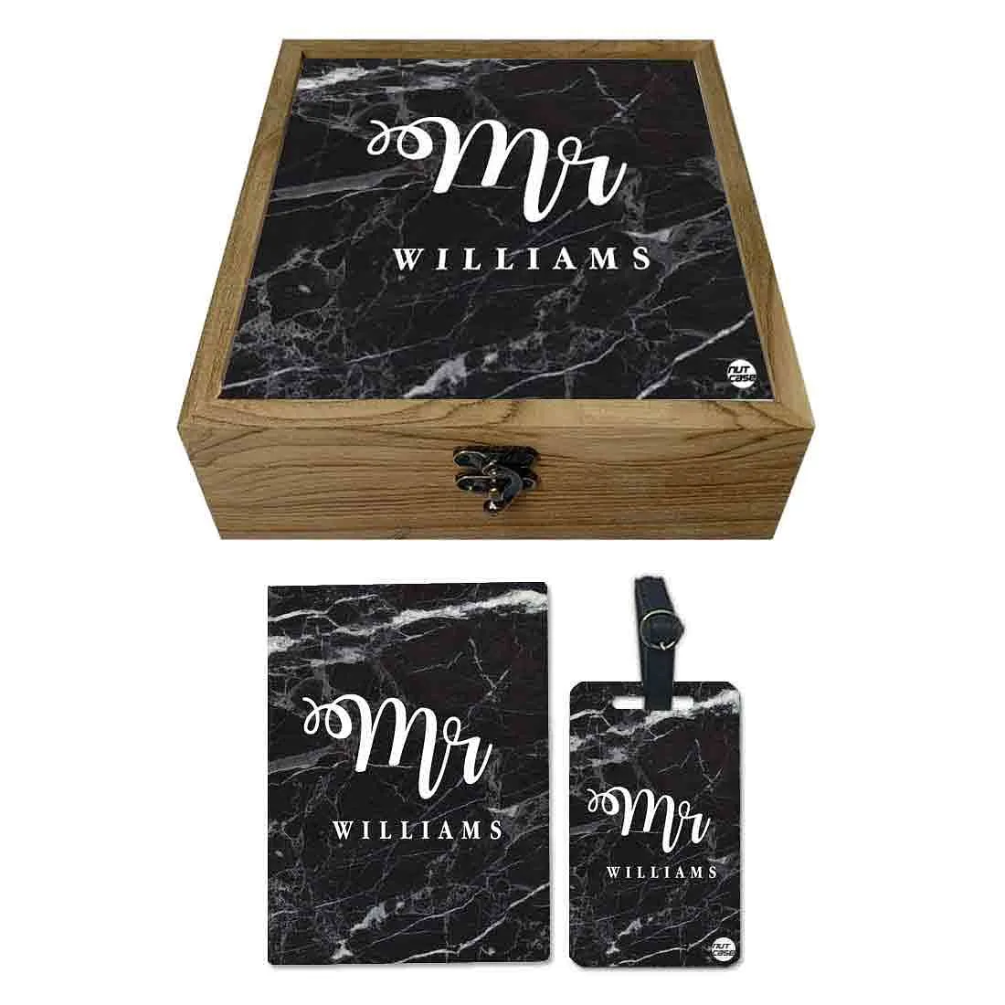 Customized Passport Cover For Couples Travel Gift - Mr Black Marble