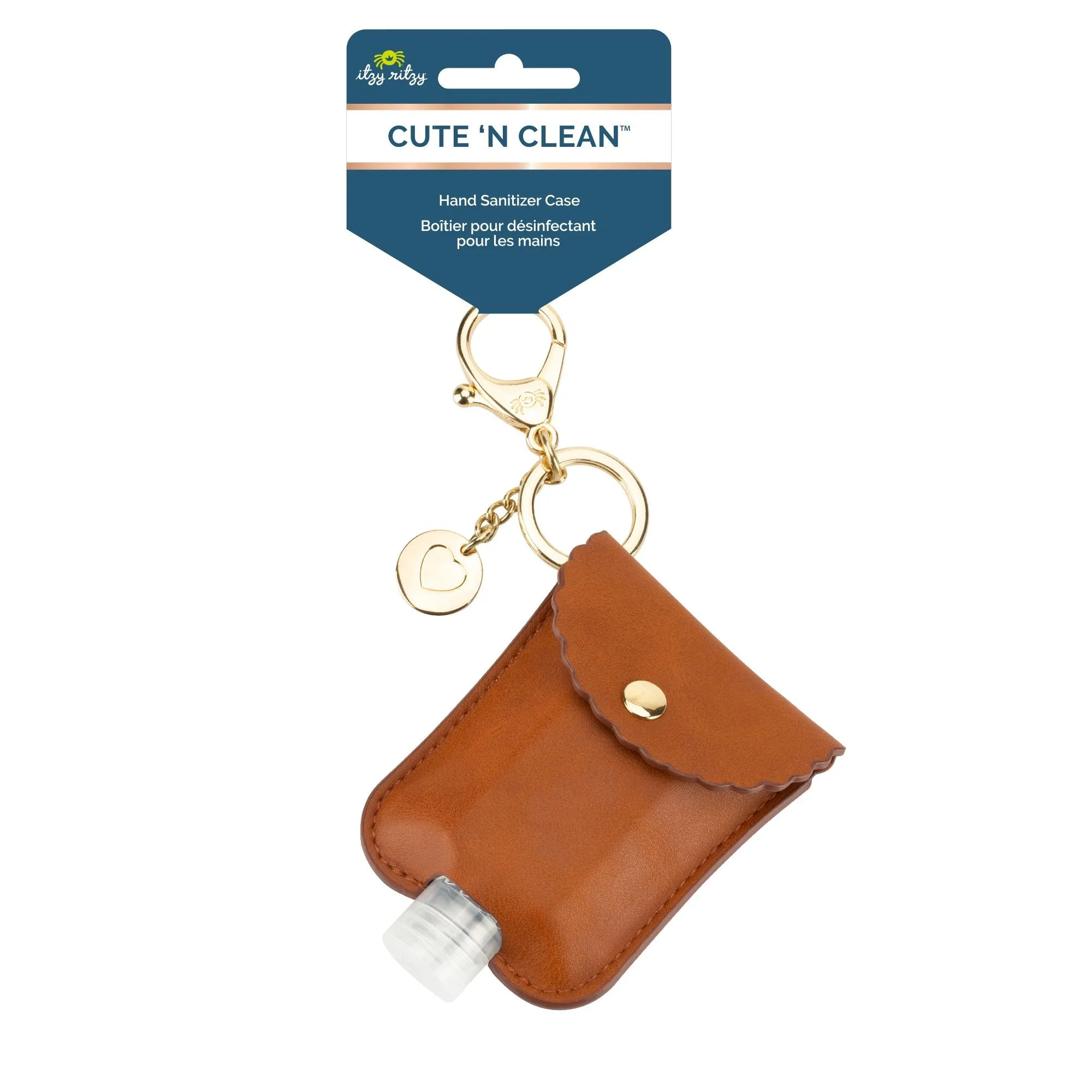 Cute 'n Clean™ Hand Sanitizer Charm Keychain - Cognac