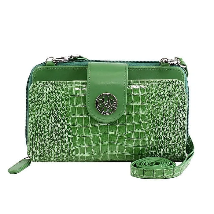 CW3013 Croc Print Zip-Around 6-Plus Cellphone Clutch Wallet/Crossbody Bag