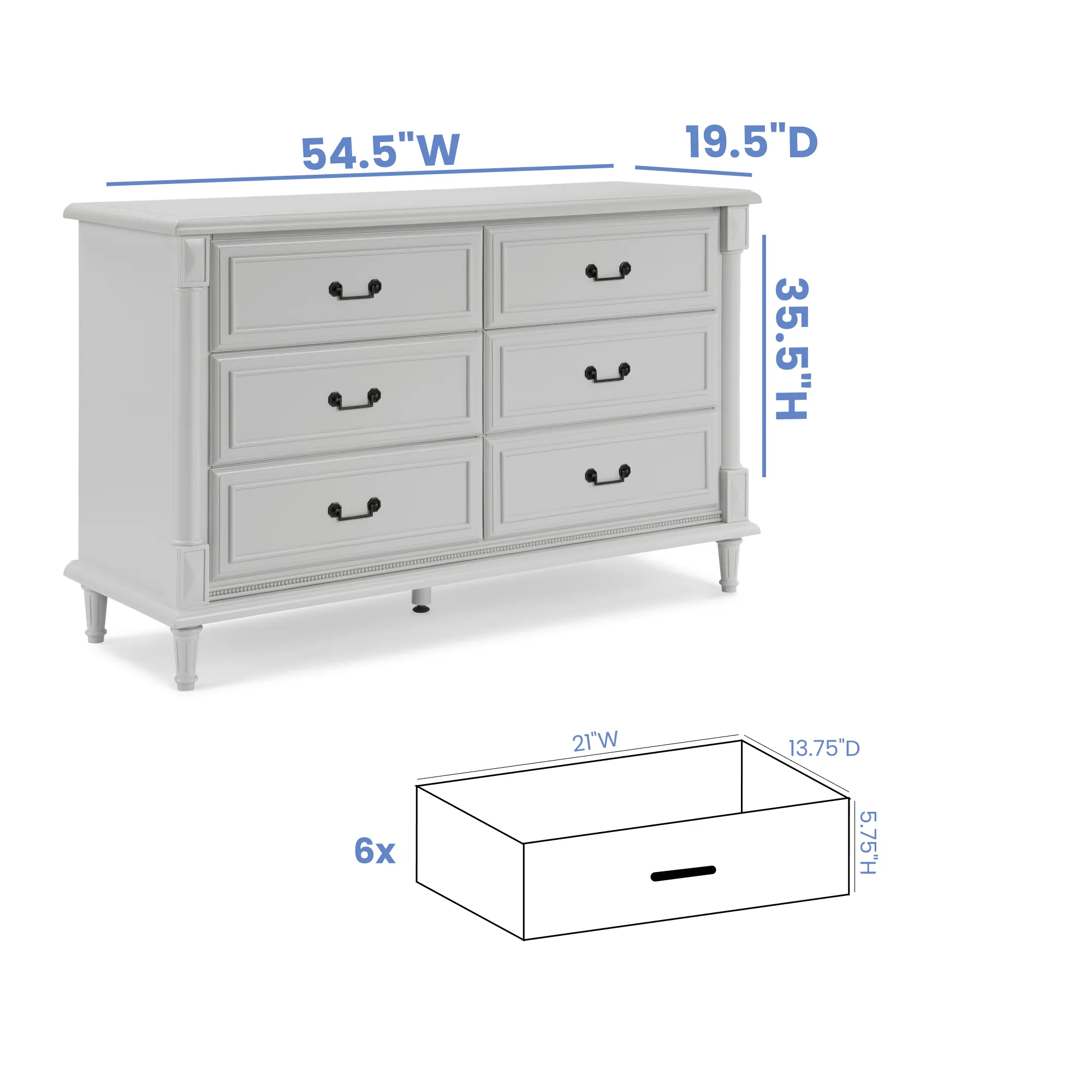 Delta Juliette 6 Drawer Dresser with Changing Top