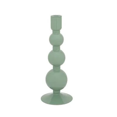 Desert Sage Green Recycled Glass Bubbles Candle Holder