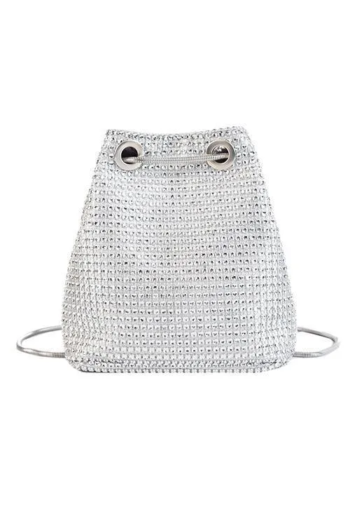 Diamante Detail Chain Bucket Bag