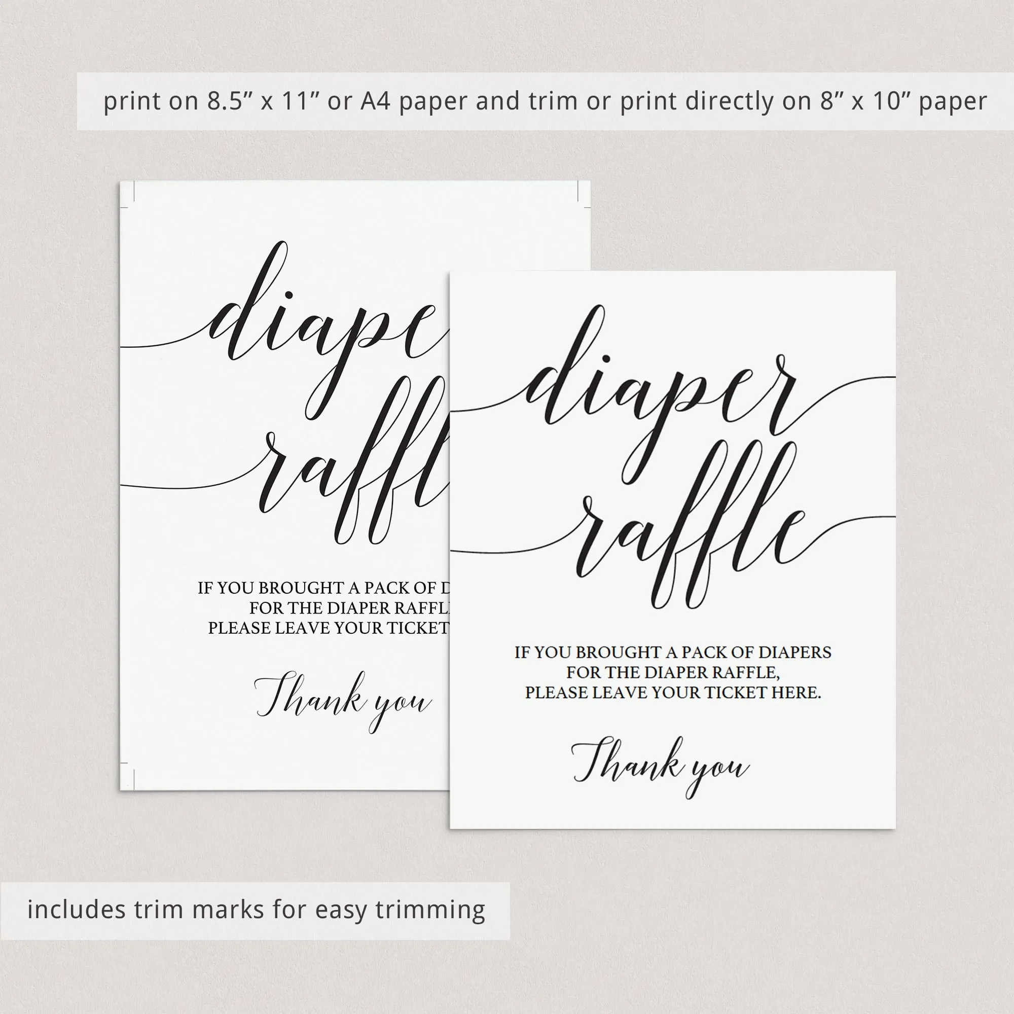 Diaper Raffle Sign for Baby Shower Editable Template