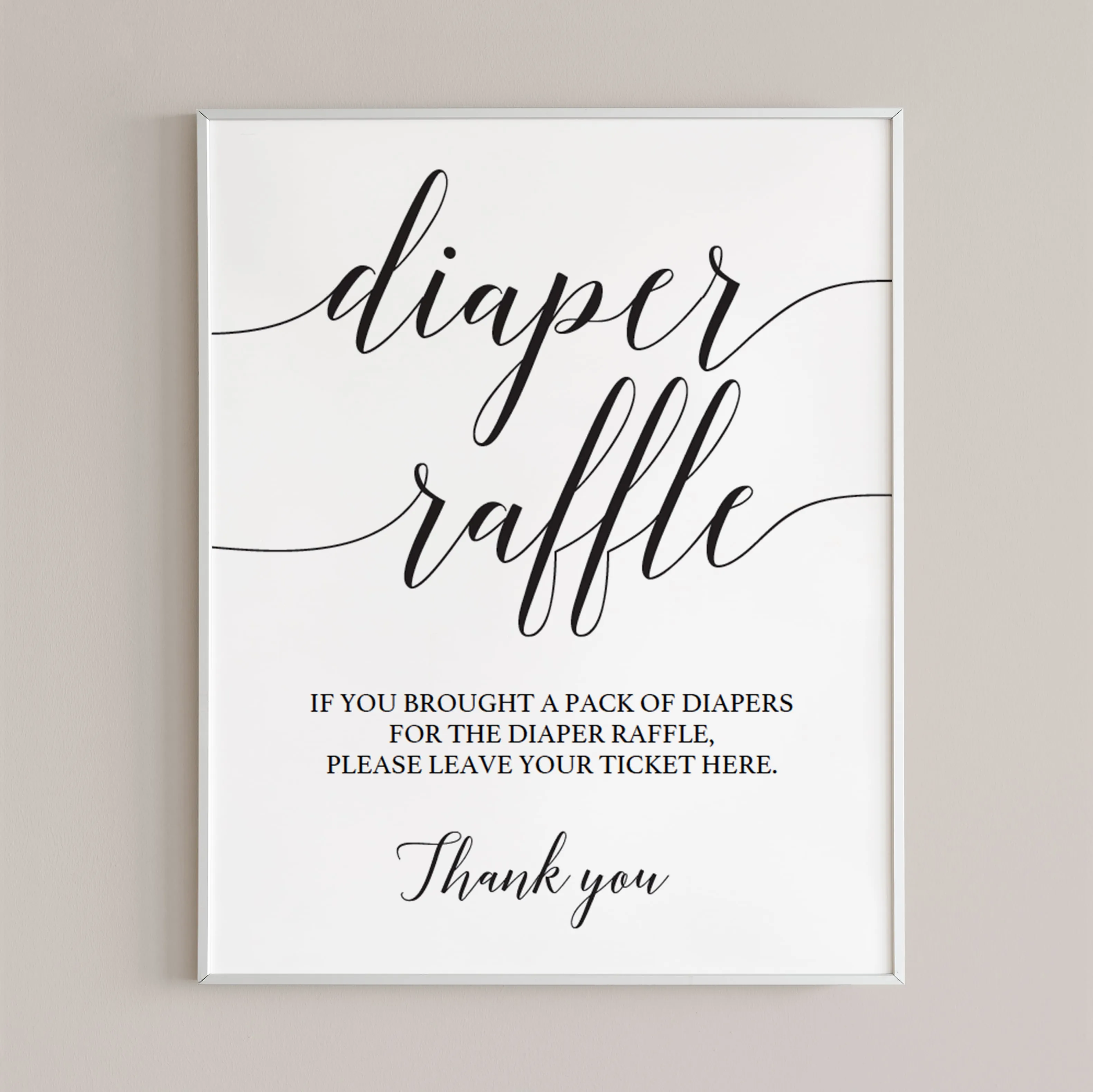 Diaper Raffle Sign for Baby Shower Editable Template