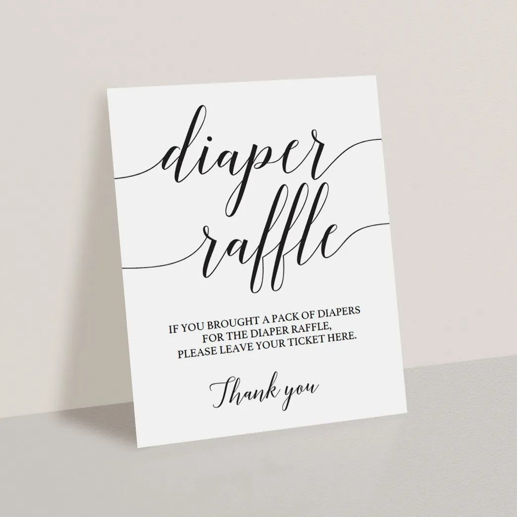 Diaper Raffle Sign for Baby Shower Editable Template