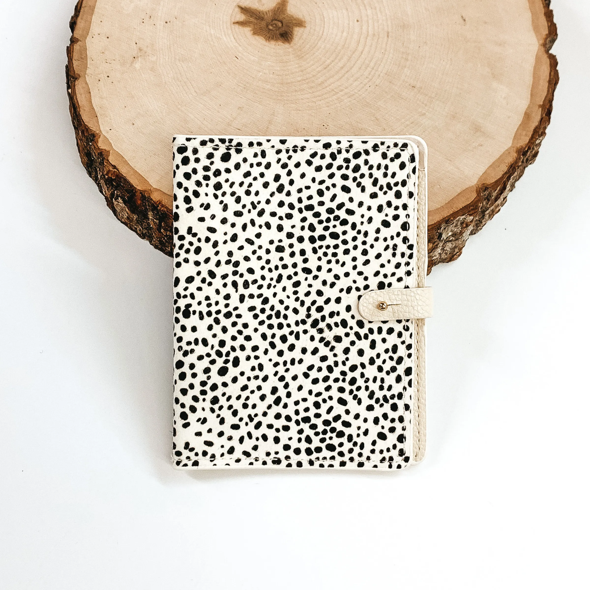 Dotted Print Passport Wallet in Ivory