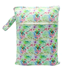 Double Pocket Wet Bag By Happy Beehinds - Pink Dinosaur