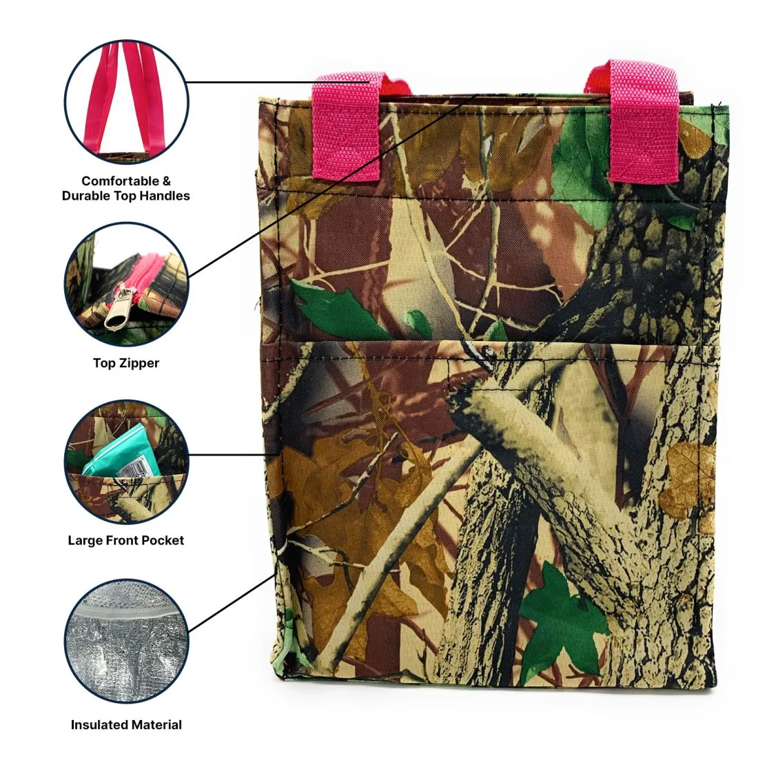 Empire Cove 2 Piece Gift Set Camouflage Large Tote Bag Insulated Lunch Bag Cooler