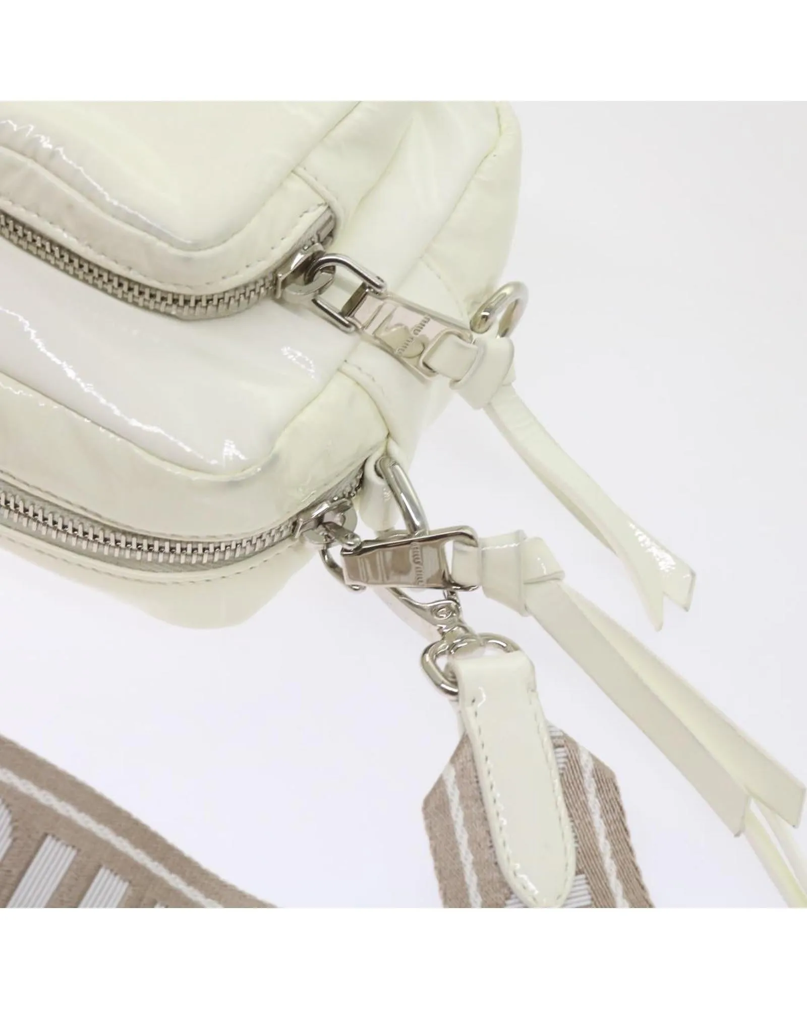 Enamel White Shoulder Bag by Miu Miu