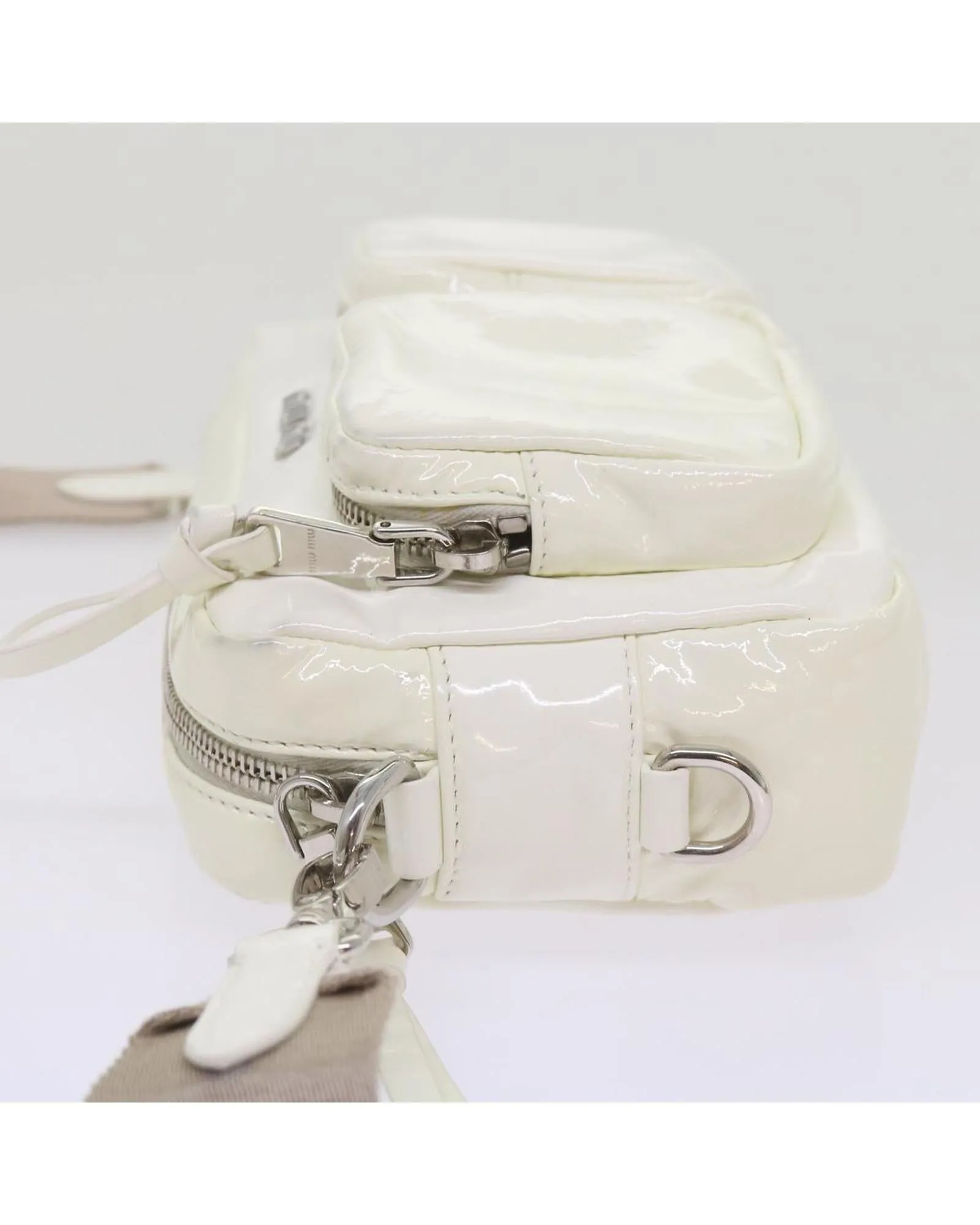 Enamel White Shoulder Bag by Miu Miu