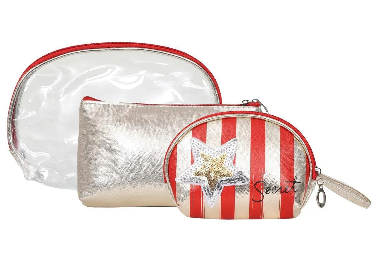 FabSeasons Red 3 in one toiletry-makeup bag-pouch.