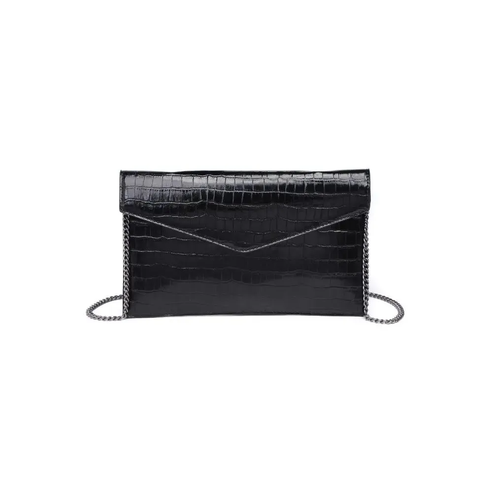 Faux Crocodile Print Clutch Bag