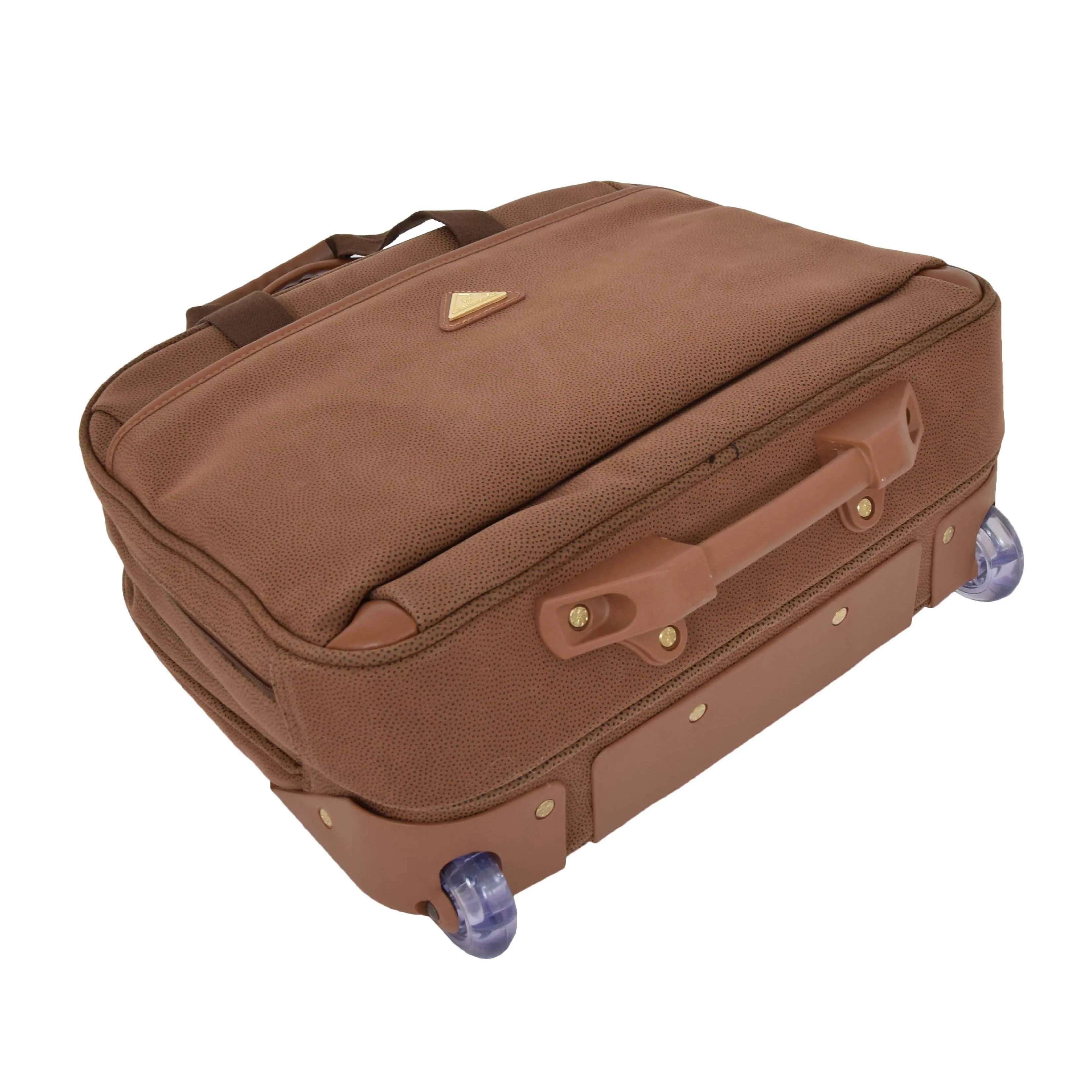 Faux Suede Pilot Case on Wheels H043 Tan