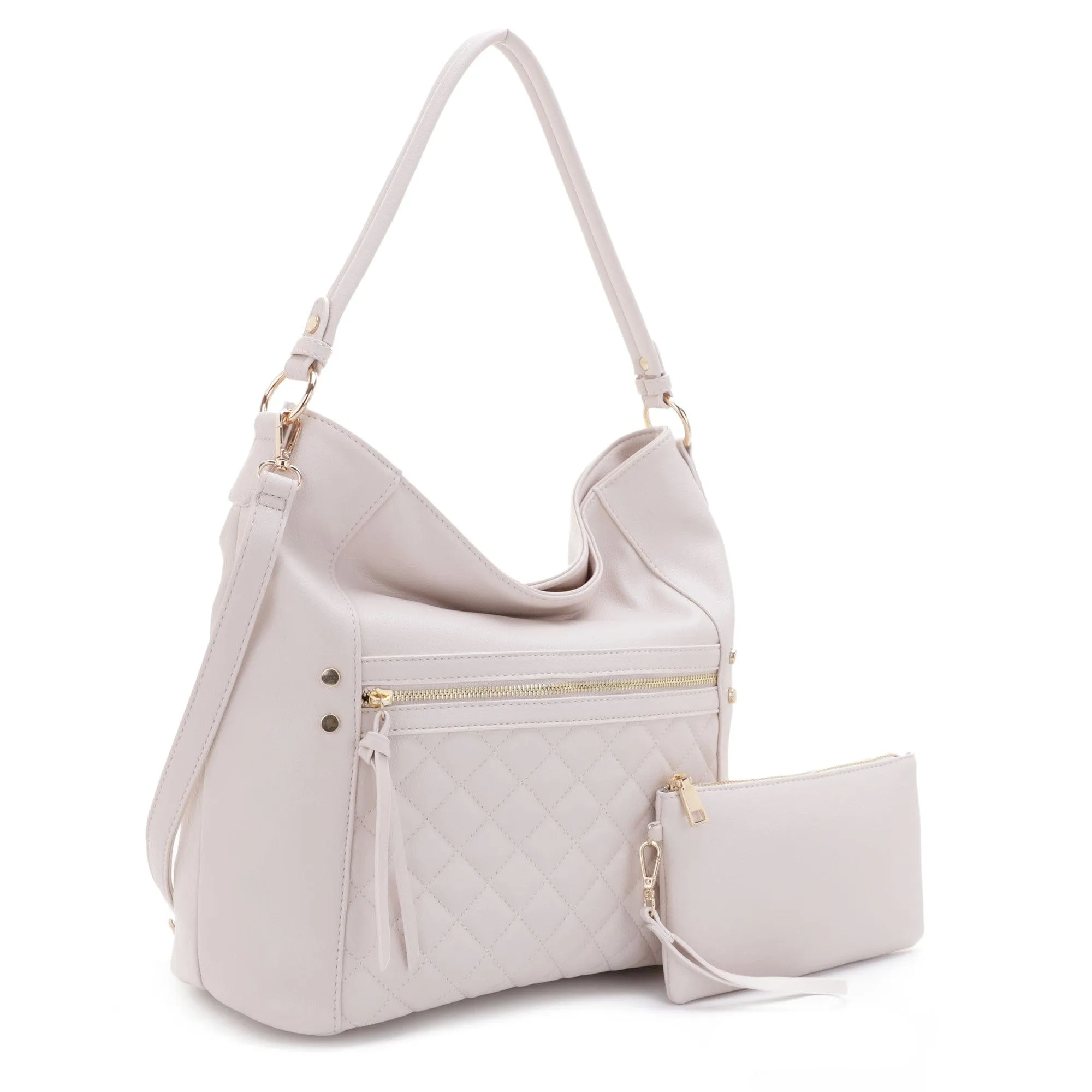 FC20460 Monique Quilted Front Pocket 2 in 1 Hobo Bag Set