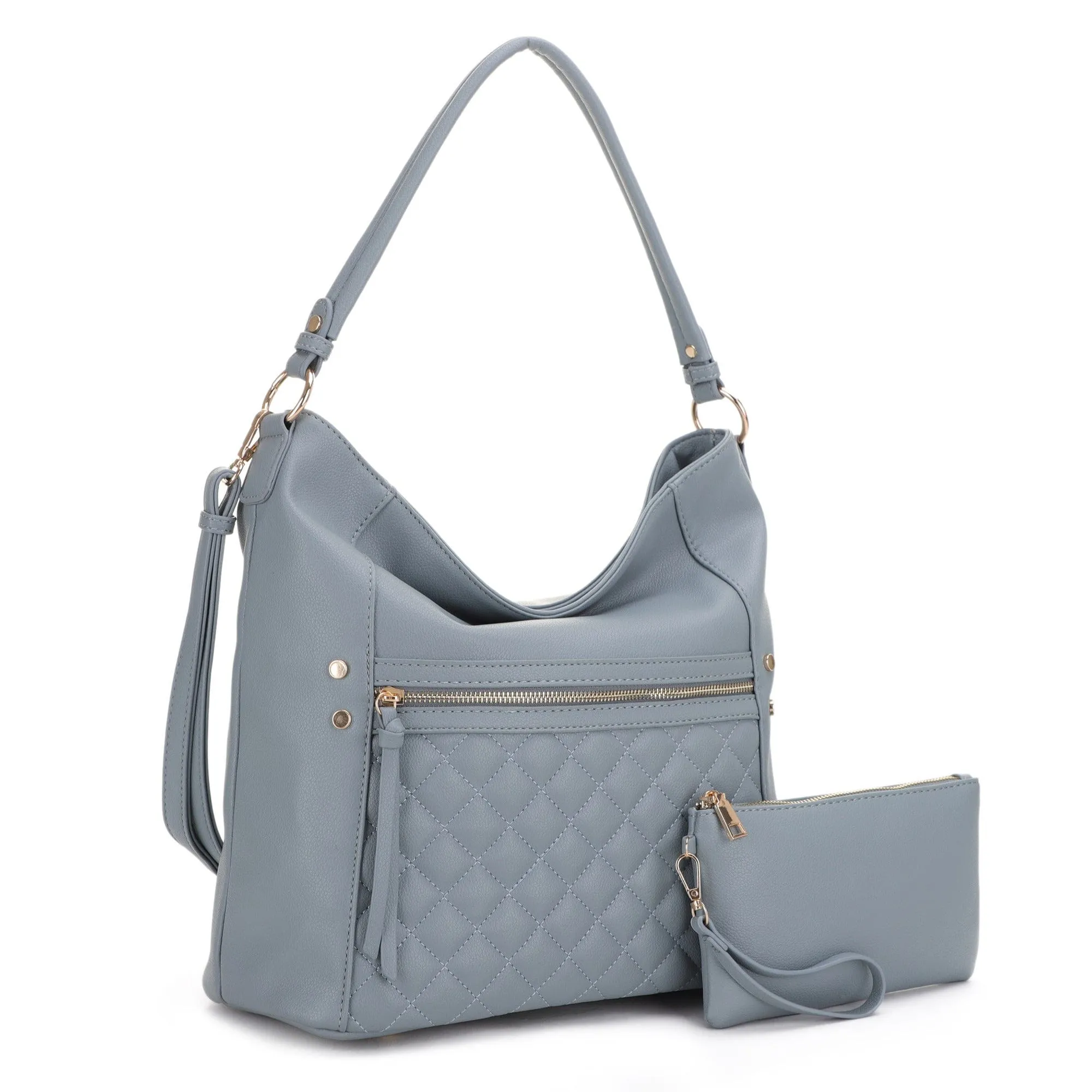 FC20460 Monique Quilted Front Pocket 2 in 1 Hobo Bag Set