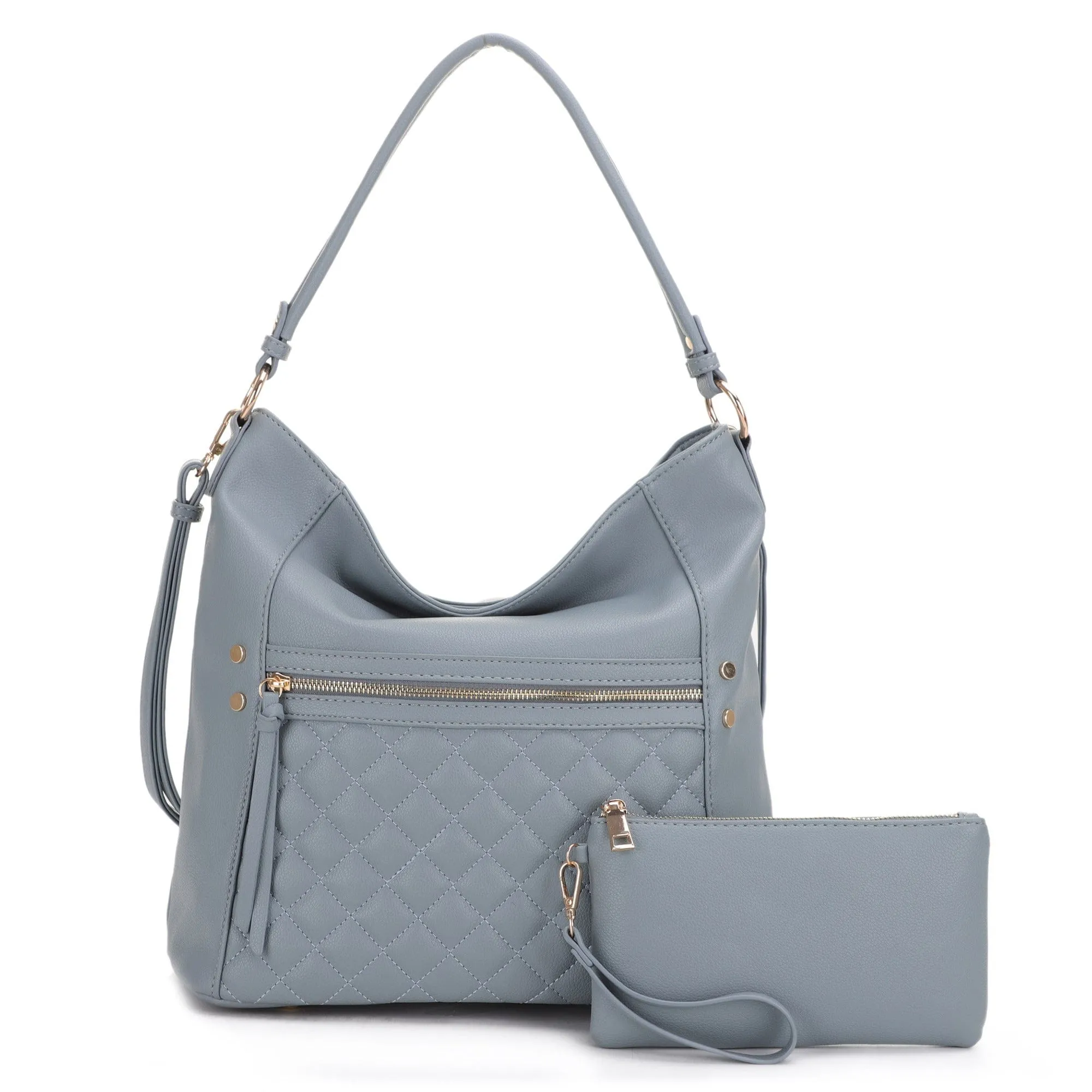 FC20460 Monique Quilted Front Pocket 2 in 1 Hobo Bag Set