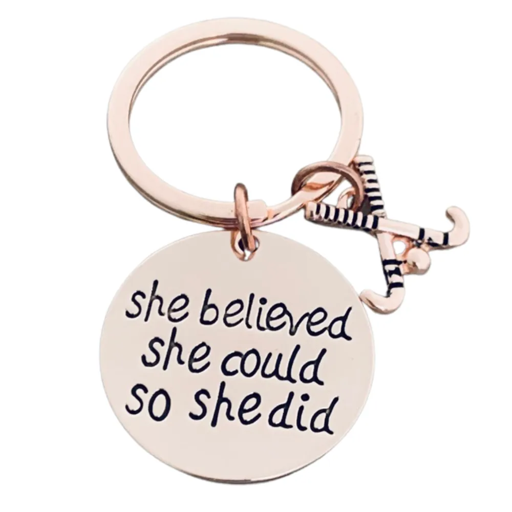 Field Hockey Keychain -She Believed She Could So She Did