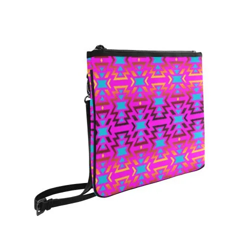 Fire Colors and Sky Cotton Candy Slim Clutch Bag