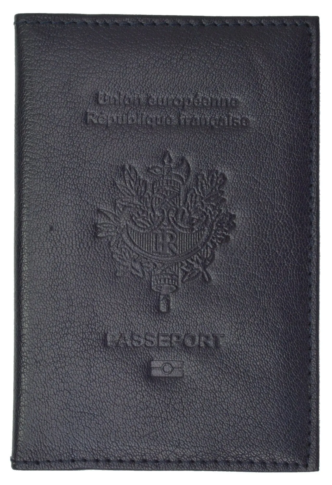 France Passport Cover Genuine Leather Passport Holder Travel Wallet with Embossed REPUBLIQUE FRANCAISE 151 BLIND France