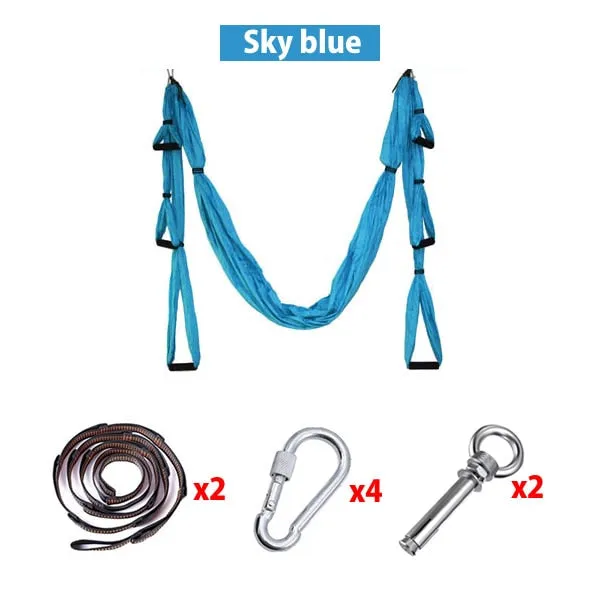 Full Set 6 Handles Anti-gravity Aerial Yoga Ceiling Hammock Flying Swing Trapeze Yoga Inversion Device Home GYM Hanging Belt