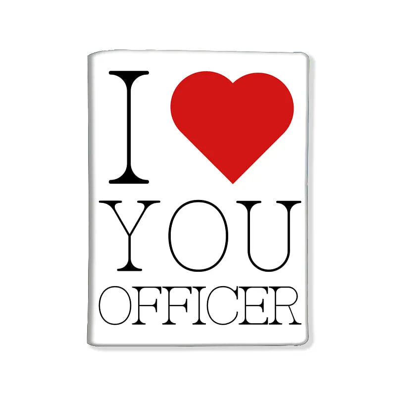 Funny  Designer Passport Cover - I Love Officer White