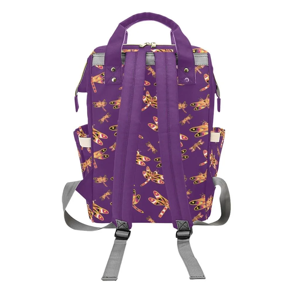 Gathering Yellow Purple Multi-Function Diaper Backpack/Diaper Bag