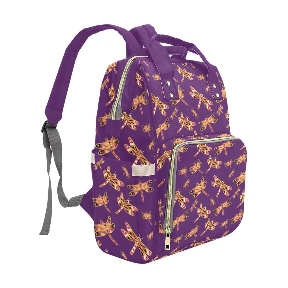 Gathering Yellow Purple Multi-Function Diaper Backpack/Diaper Bag