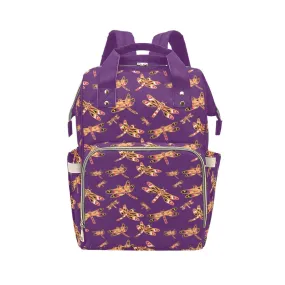 Gathering Yellow Purple Multi-Function Diaper Backpack/Diaper Bag