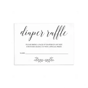 Gender Neutral Diaper Raffle Card Template Instant Download