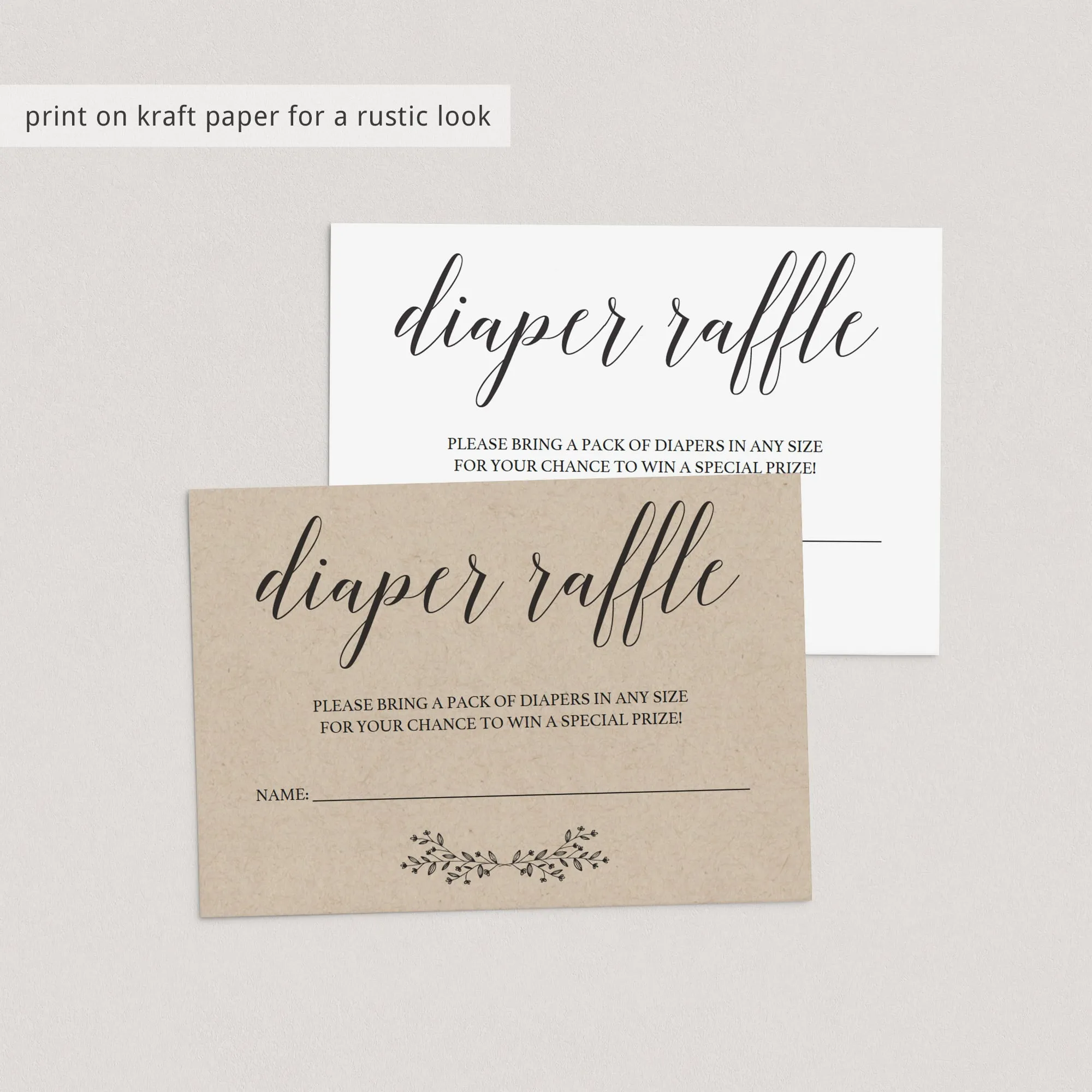 Gender Neutral Diaper Raffle Card Template Instant Download