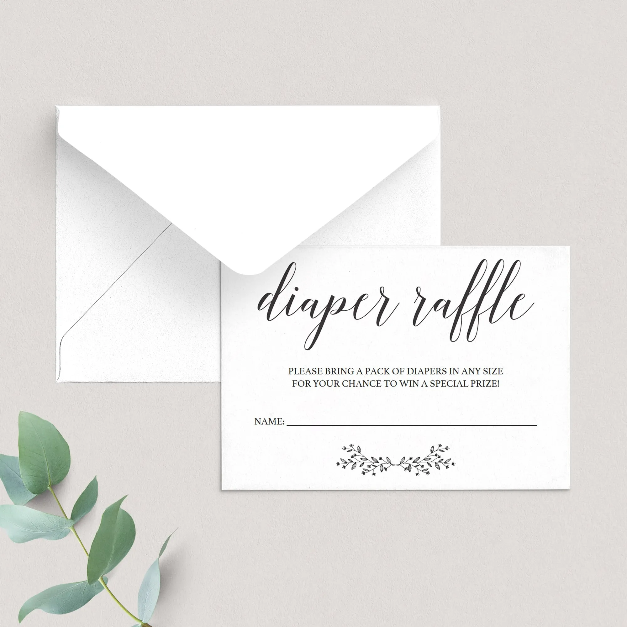 Gender Neutral Diaper Raffle Card Template Instant Download