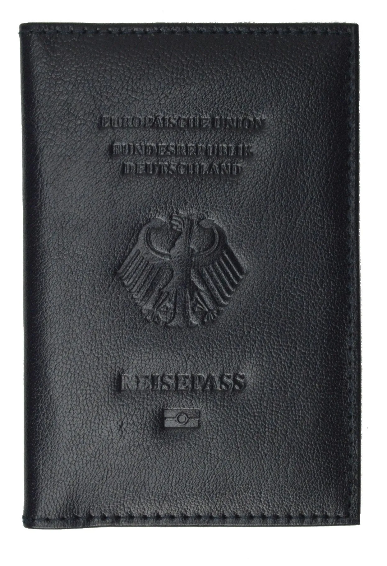 Genuine Leather Passport Wallet, Cover, Holder with German Emblem Embossed for International Travel 151 BLIND Germany