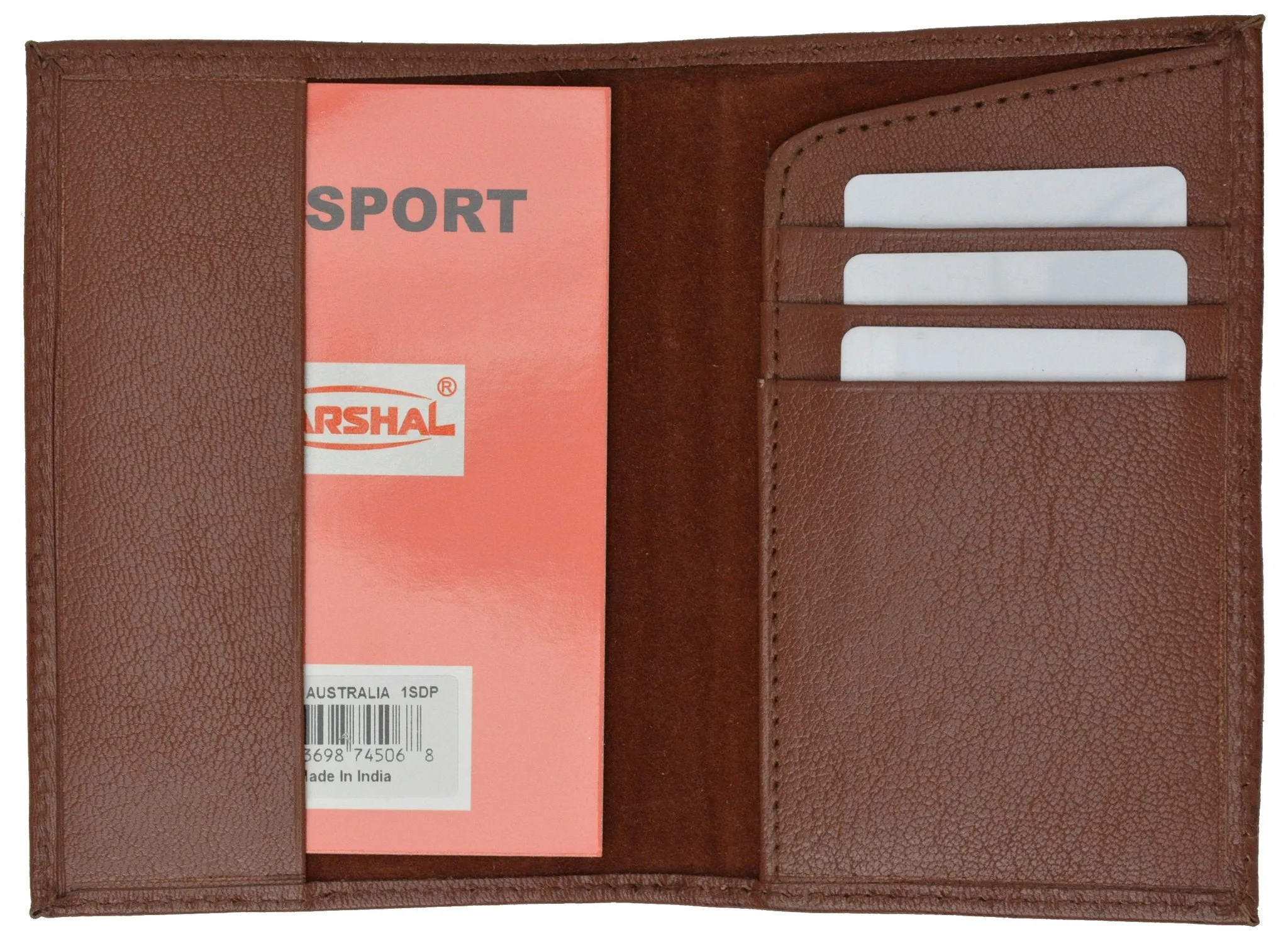 Genuine Leather Passport Wallet Credit card Holder with British Emblem Embossed for International Travel 601 BLIND UK