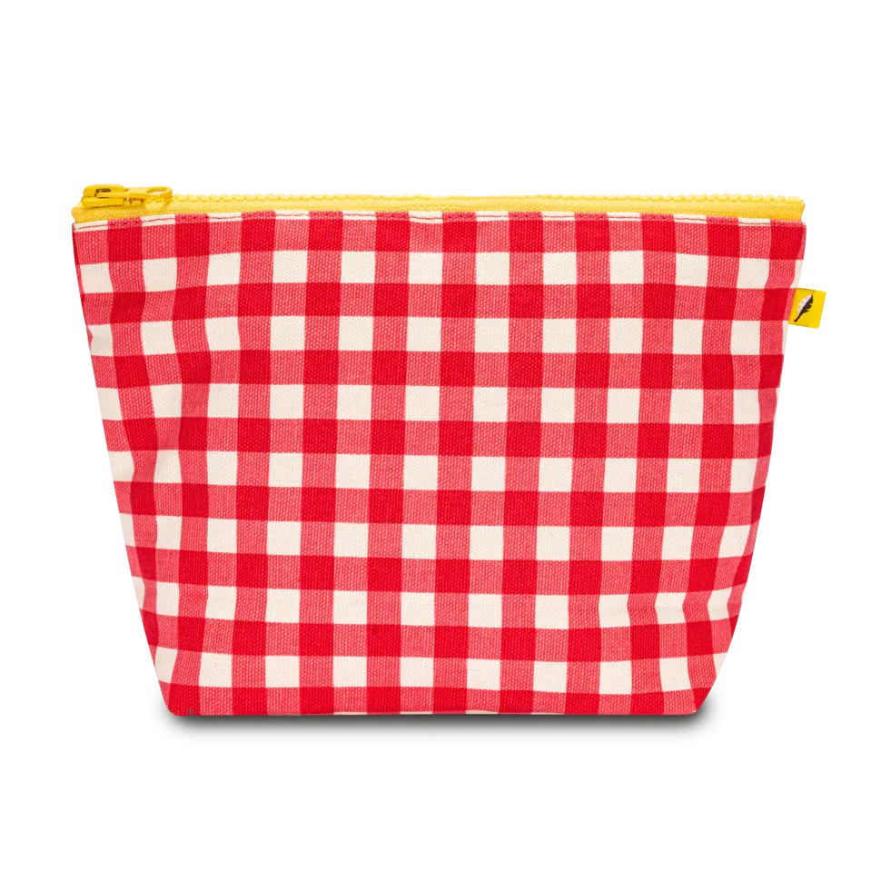 Gingham Red Mid Zip Pouch