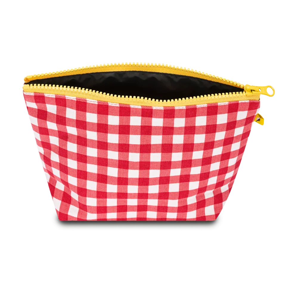 Gingham Red Mid Zip Pouch