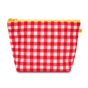 Gingham Red Mid Zip Pouch